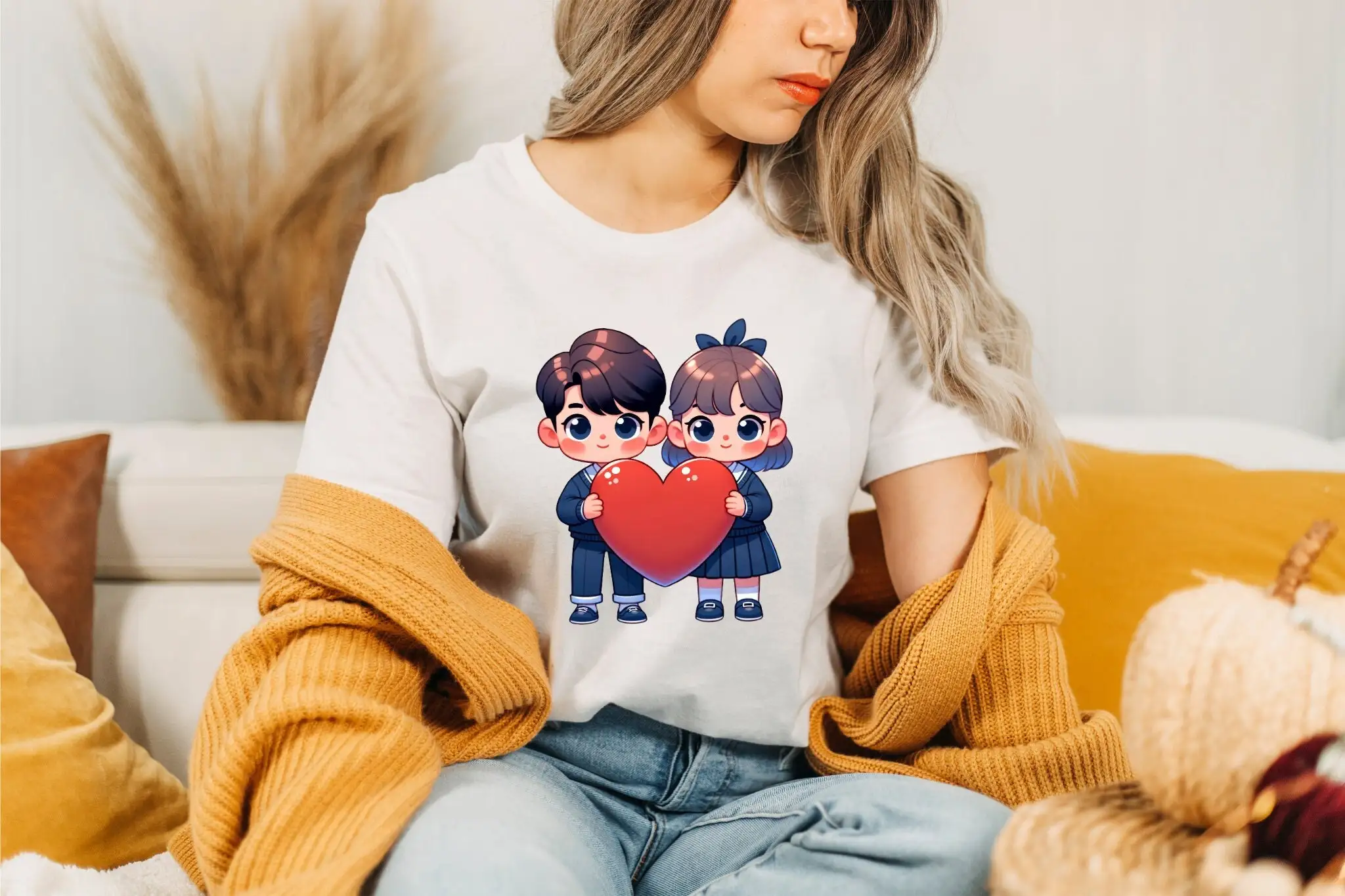 Valentine's Day Kids T Shirt Boy Girl with Giant Heart Love Perfect Top for Celebrating Friendship and Affection