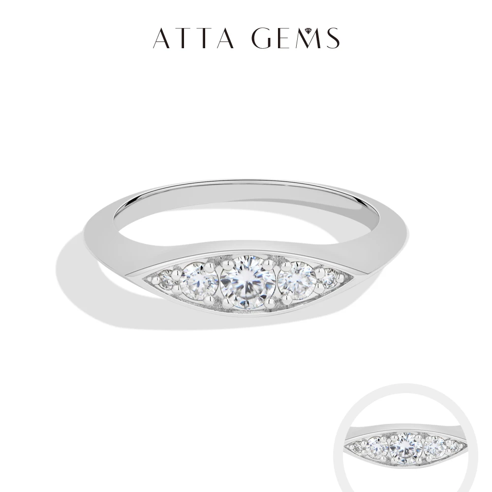 

ATTAGEMS Hot Marquise Shape Ring s925 Silver Minimalist Round Cut Rings forWomen Men Fashion New Party Jewelry Pass Diamond Test