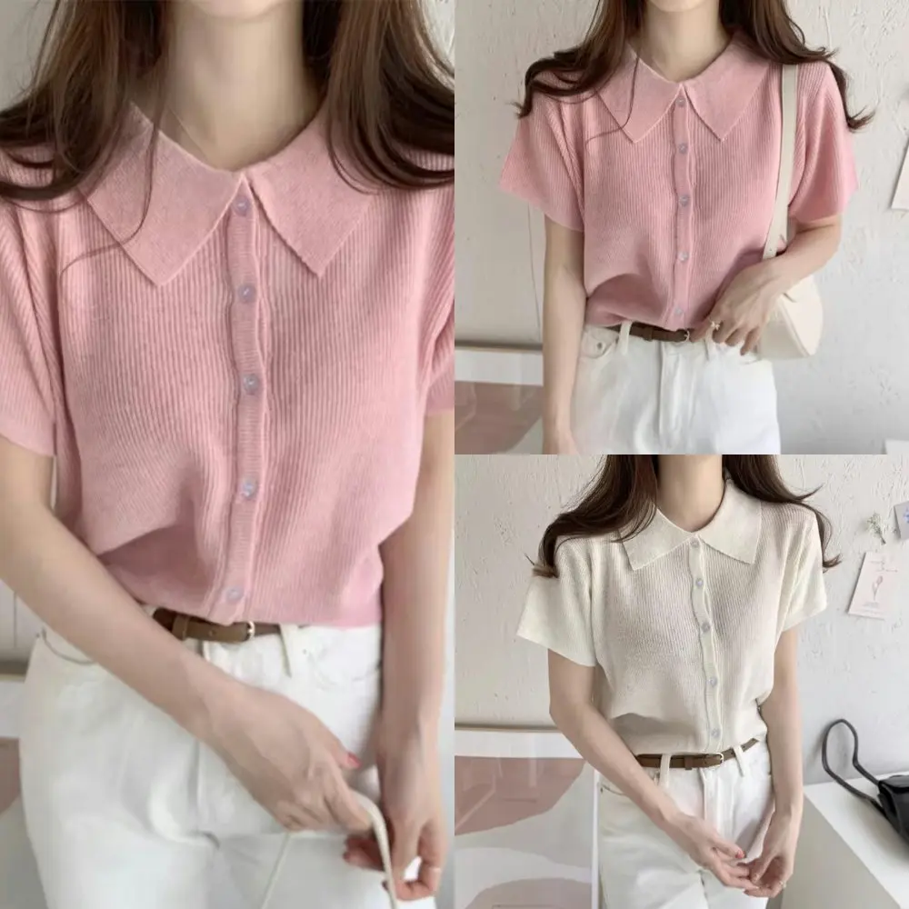 2024년 여름 니트 아이스 실크 슬림핏 어깨 오픈 가디건 여성 패션 출퇴근 스타일 한국 버전