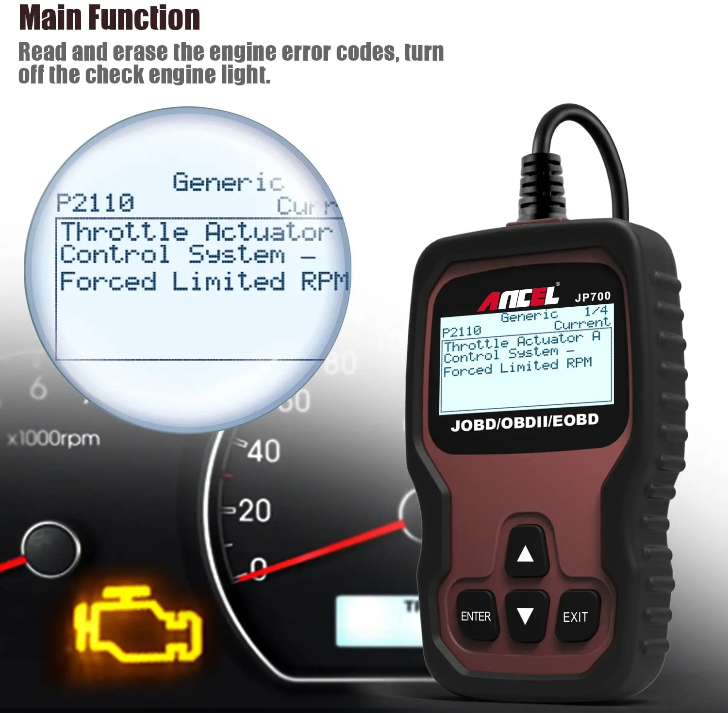 ANCEL JP700 OBD2/JOBD Scanner Full OBD2/EOBD Diagnostic Tools Automotive Professional Code Reader Scanner Check Engine pk ELM327