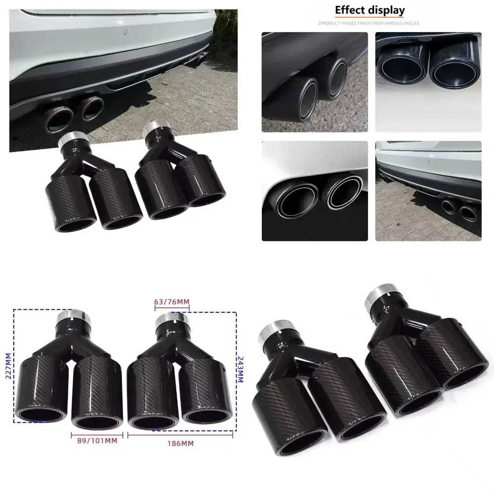 【2026 Hot Selling】 High Quality DEX 4-Outlet Universal Carbon Fiber Muffler Dual Exhaust Pipe Tail for 3 Series Cars Glossy