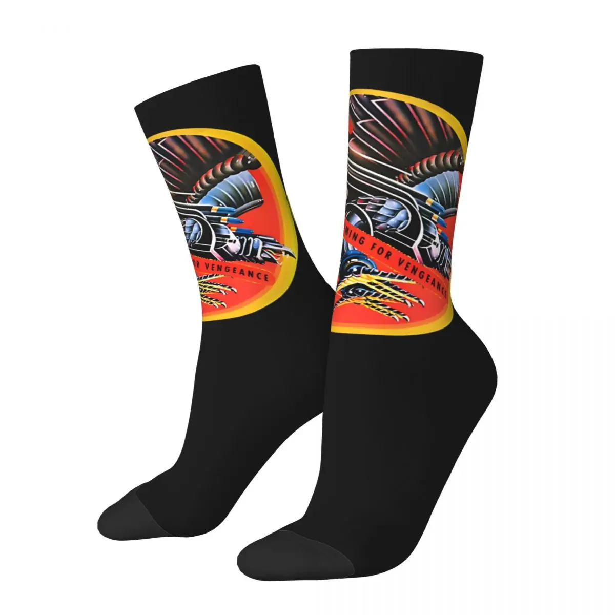 Crazy compression Appealing Sock for Men Vintage Vengeance Seamless Pattern Crew Sock Novelty