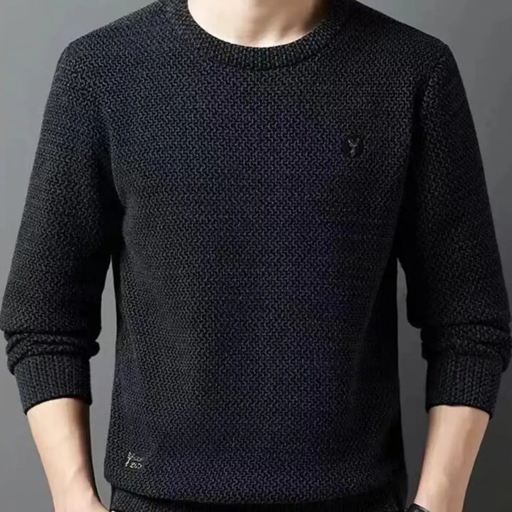 

Trendy Men Autumn Tops Cozy Round Neck Men's Sweater for Fall Winter Thick Knitted Warm Pullover with Solid for Men for Men