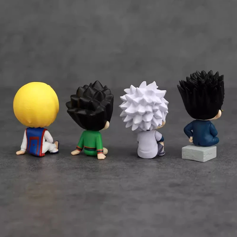 Hunter x Hunter Chibi Sitzende Anime-Figur 4 Stück/Set Niedliche Gon Killua Kurapika Leorio Puppen-Modell Schreibtisch-Dekoration Kapselspielzeug Geschenk – Detail 3