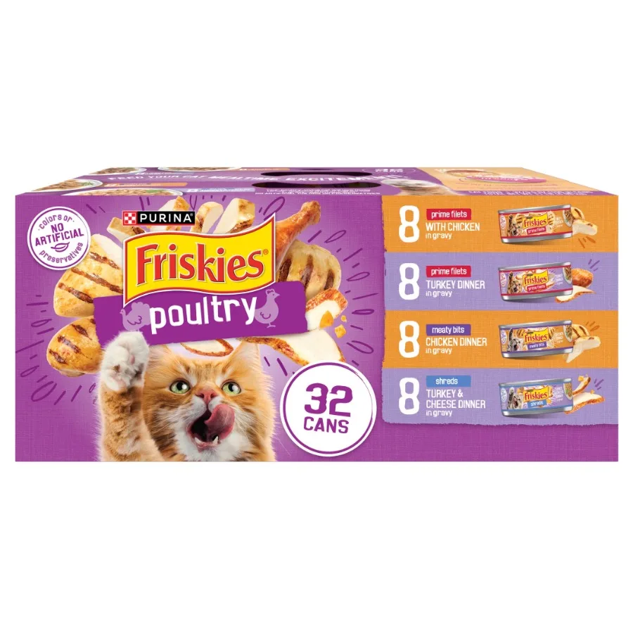 Purina Gravy Poultry Meaty Bits e Filets, Ração Úmida para Gatos, Latas de 5,5 oz, Pacote com 32 Unidades