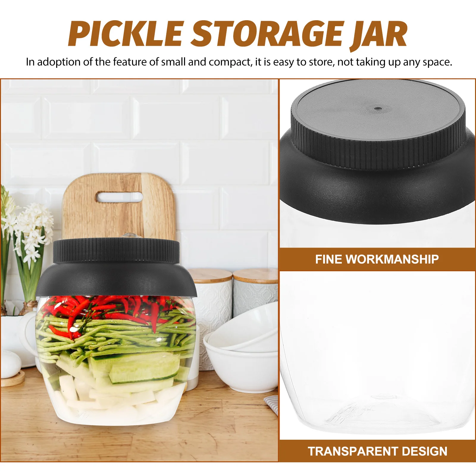 

2pcs Transparent Pickle Large Capacity Airtight Plastic Fermenting Container For Kitchen Vegetable Storage Crocks Multi-Function