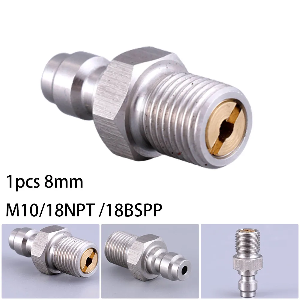 8mm Male Thread Quick Connect Valve PCP Filling With Valve M10/18NPT/18BSPP Male Connector For High Pressure Pumps Tool