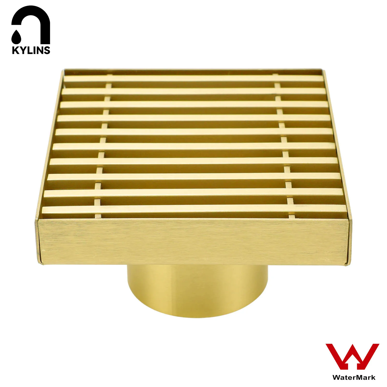 **Sydney Stock** KYLINS Brushed Gold Square 100x100mm Strip Fence Floor Drain Shower Grate 50mm 80mm Waste