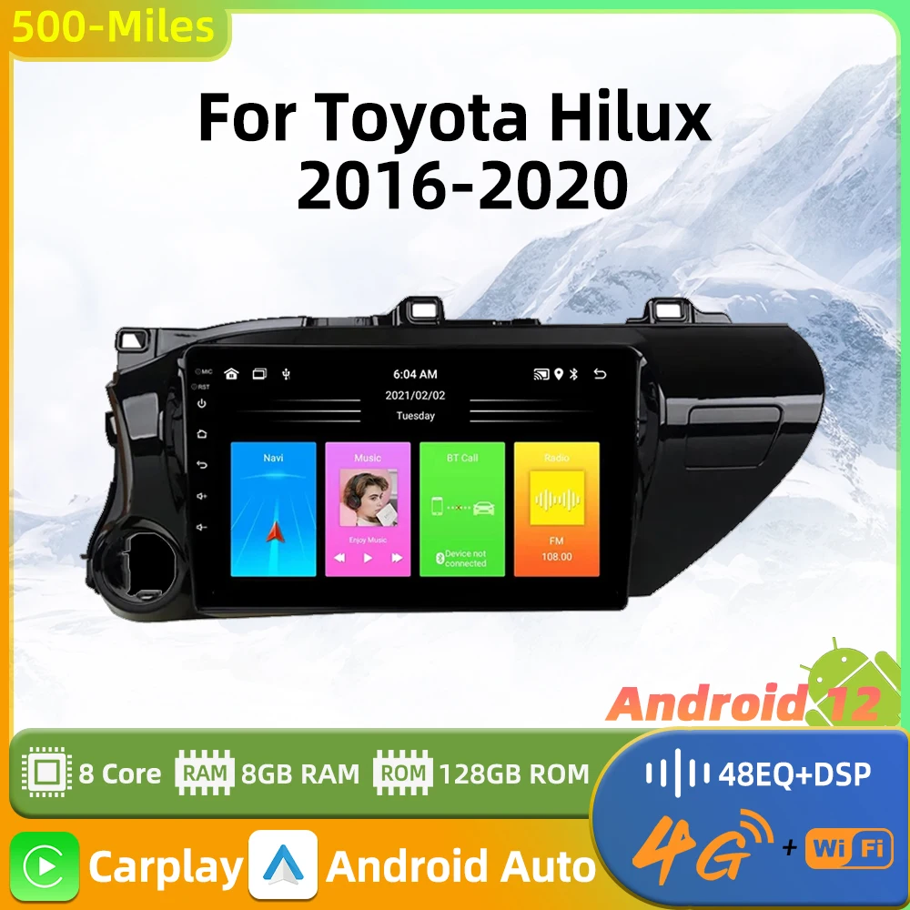 Android 2 Din Stereo for Toyota Hilux 2016 - 2020 Car Radio with Screen Multimedia Player Navigation GPS Head Unit Autoradio