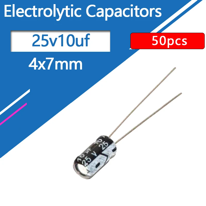 25V10UF 4x7mm Aluminiowe kondensatory elektrolityczne 10uf 25v 10uf25v 25v10mf 10mf25v 25v10MFD 25wv 25vdc 22uf 33uf 47uf 68uf
