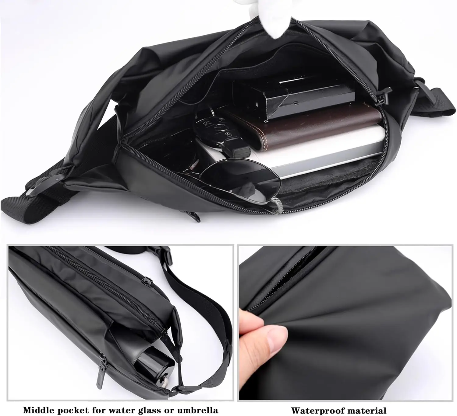 Man Casual Sling Chest Bag Outdoor Sports Crossbody Waist Bag Hiking Running Cycling Climbing Nylon Waterproof Shoulder Bag