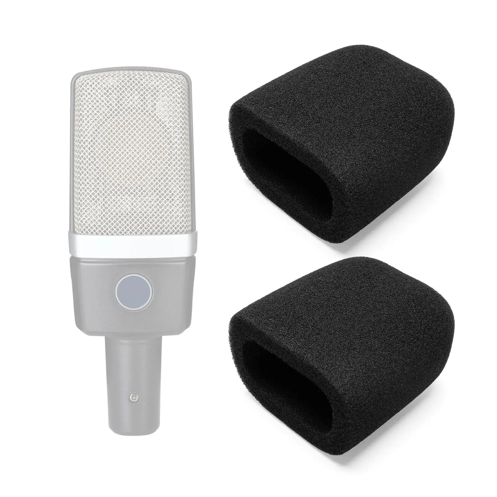 Pacote com 2 capas de microfone de espuma para proteção contra vento para AKG C214 C314, Se Electronics X1 A, SE 4400 4100, BEHRINGER B906, SUPERLUX PRA628 Microfone.