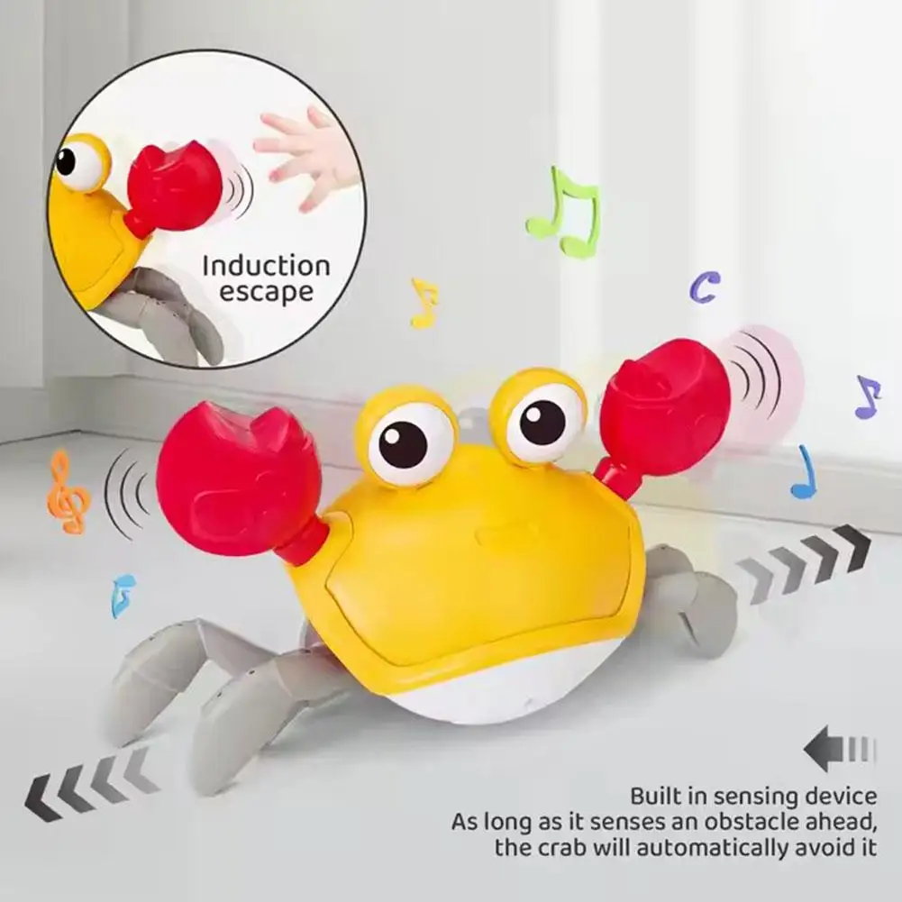 Auto Avoidance Rechargeable Crab Octopus Robot Toy - Adjustable Speed, Sensor with Lights & Sounds, Interactive Kids Gif