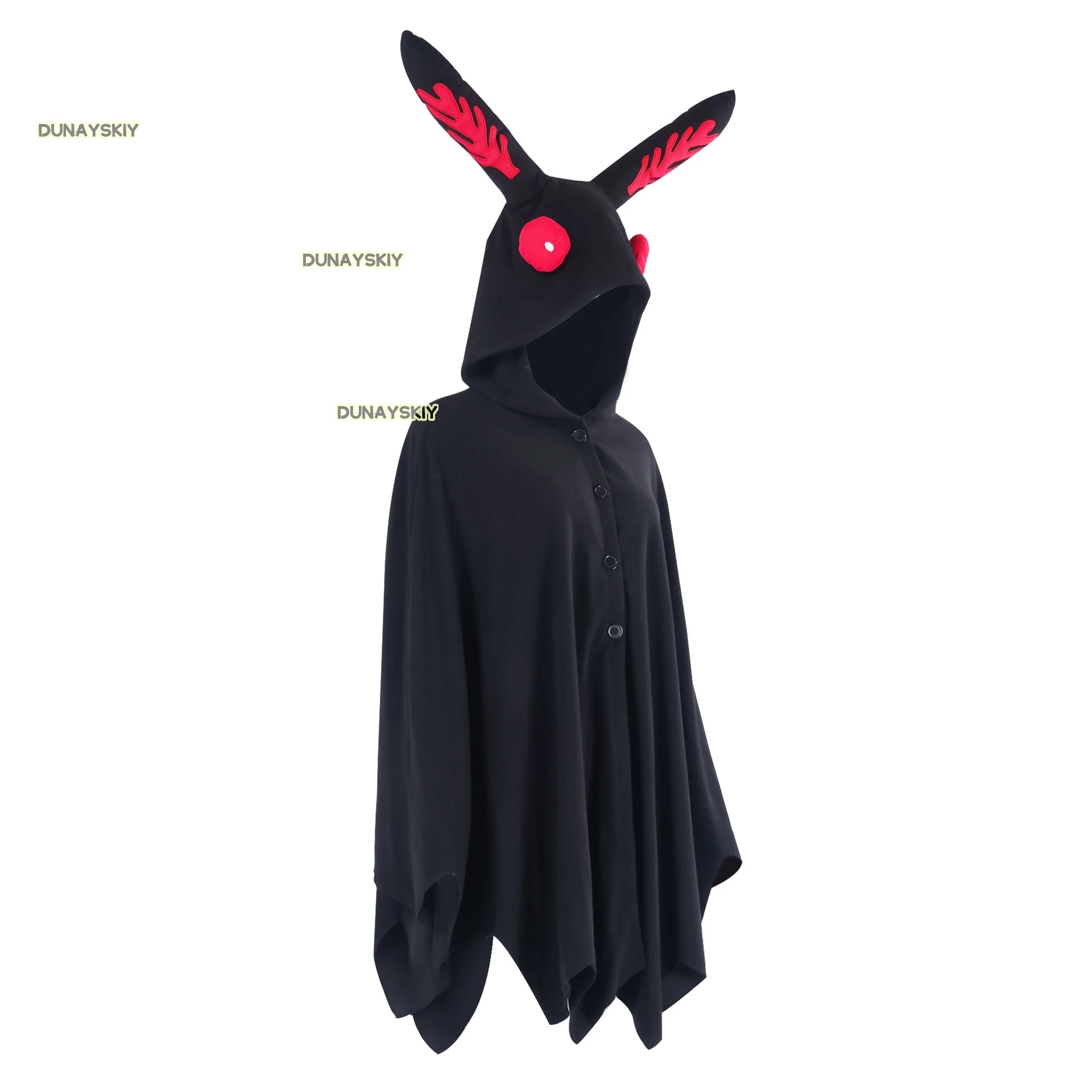 Black Mothman Cloak Cosplay Costume Hooded Cloak Costume Anime Black Horrible Moth Cape Halloween Party Outfits for Adult Outfit