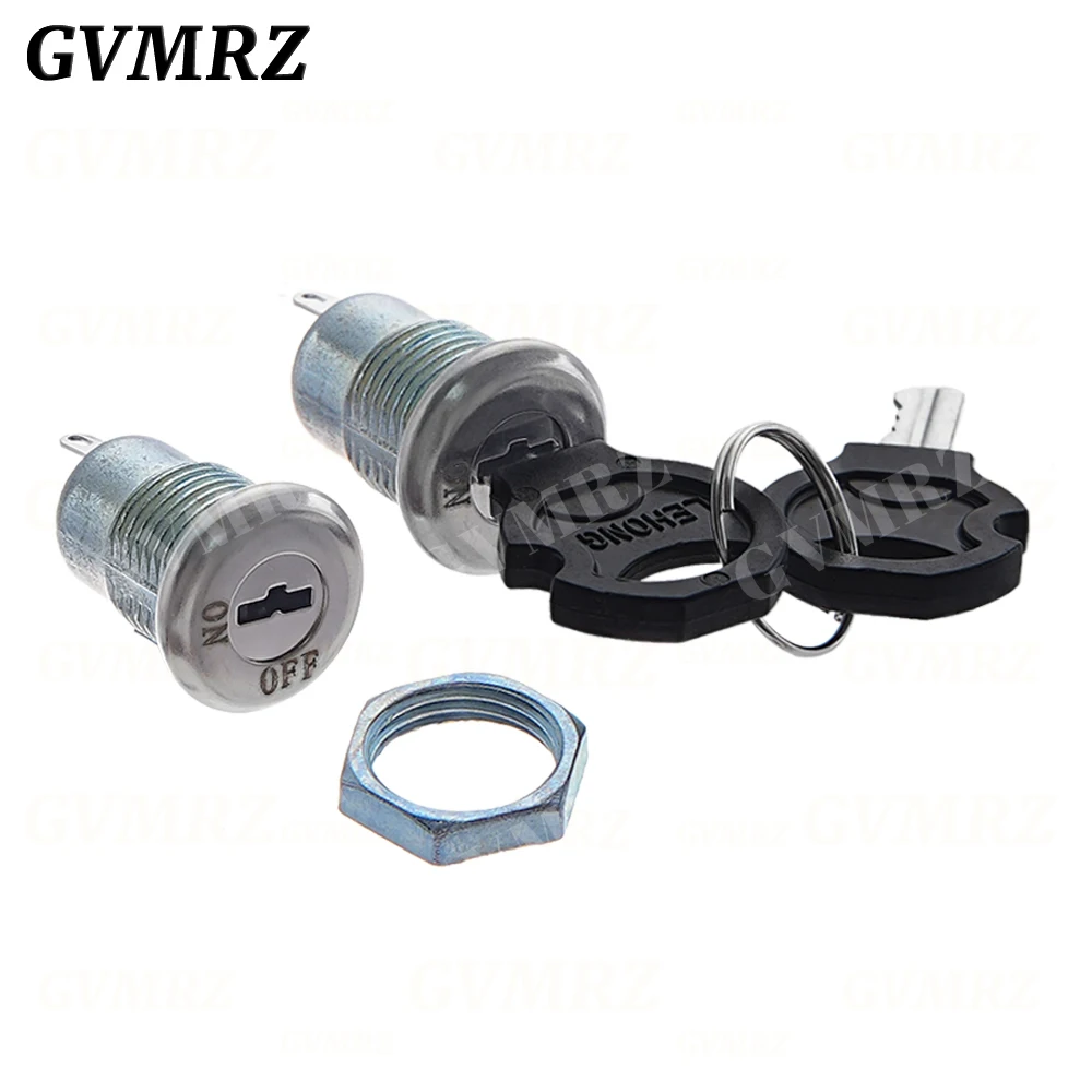12mm Zinc Alloy Electronic Key Switch ON OFF Lock Switch Phone Lock Security Power Switch Tubular Terminals + 2 Keys 2 Position