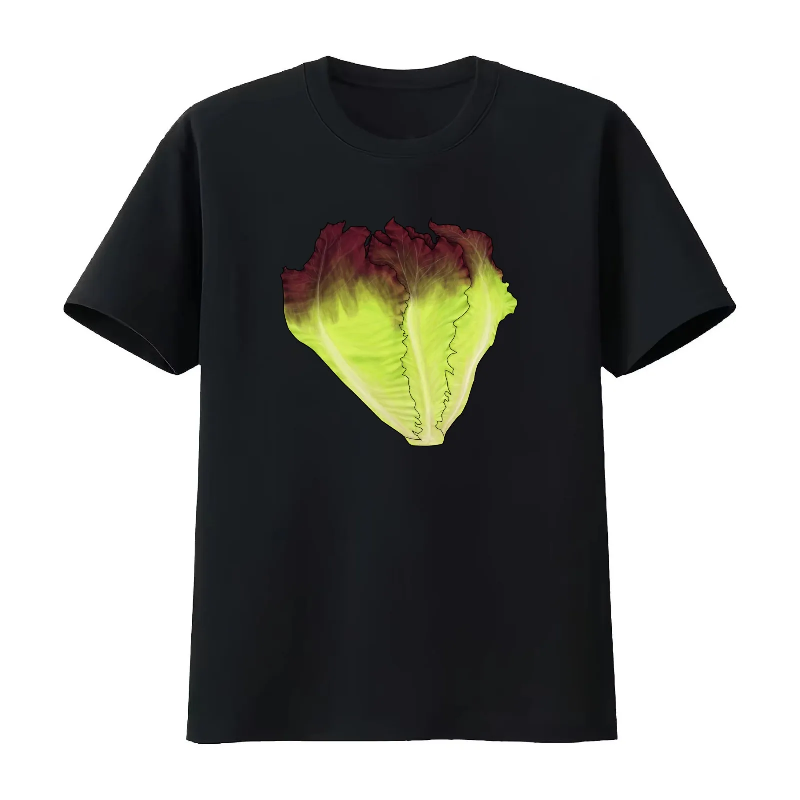 Red leaf lettuce T-Shirt Summer Casual Cotton Tee Oversized Streetwear Tops Vintage Graphic Print Loose Fit Short Sleeve