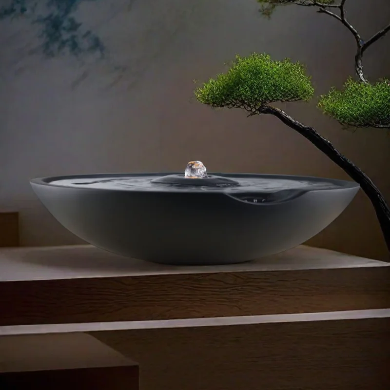 Creative flowing water fountain ornament water bowl circulation water feature Zen landscape modern simple outdoor indoor opening