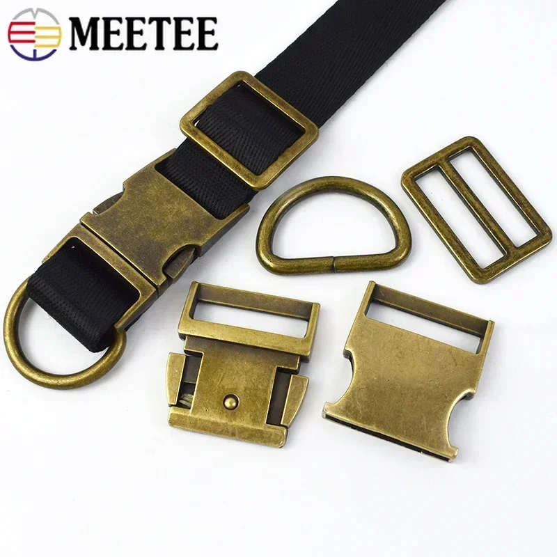 2/5set Meetee15-38mm fibbie in metallo bronzo fibbia a sgancio ad anello a D cursore Tri-Glide regolare la chiusura borsa da cintura gancio per