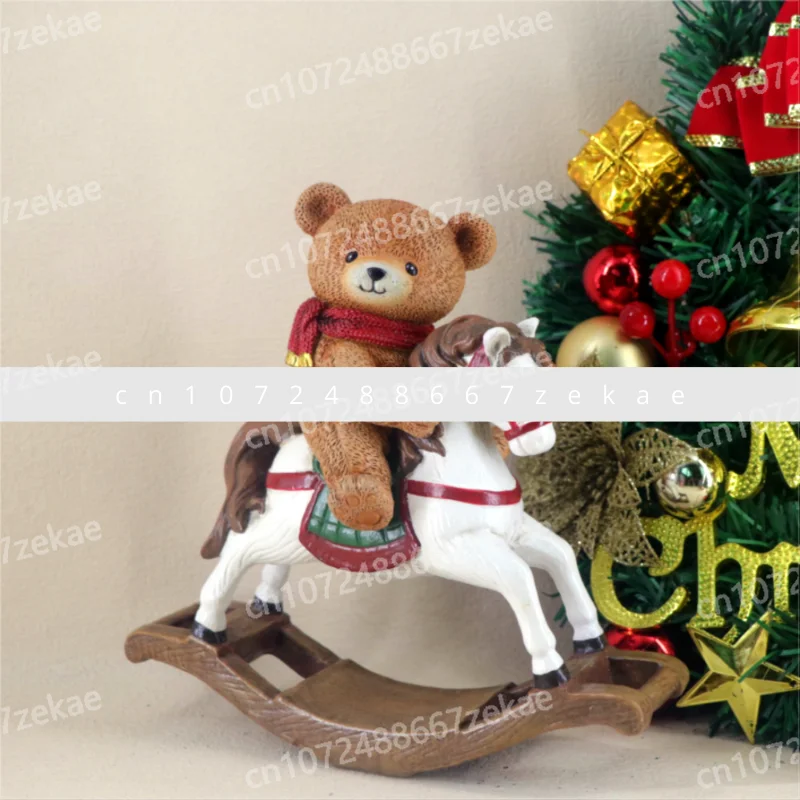 

Креативный мультяшный медведь, троянский конь, орнамент, милое животное, статуя, украшение для дома из смолы, подарок на день защиты детей