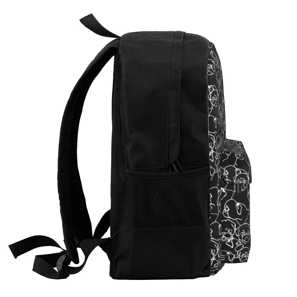 Sacos escolares dos desenhos animados para crianças, mochilas Oh Black Pugs e Pug, mochila para meninos e meninas, mochila para laptop, bolsa de ombro para estudantes