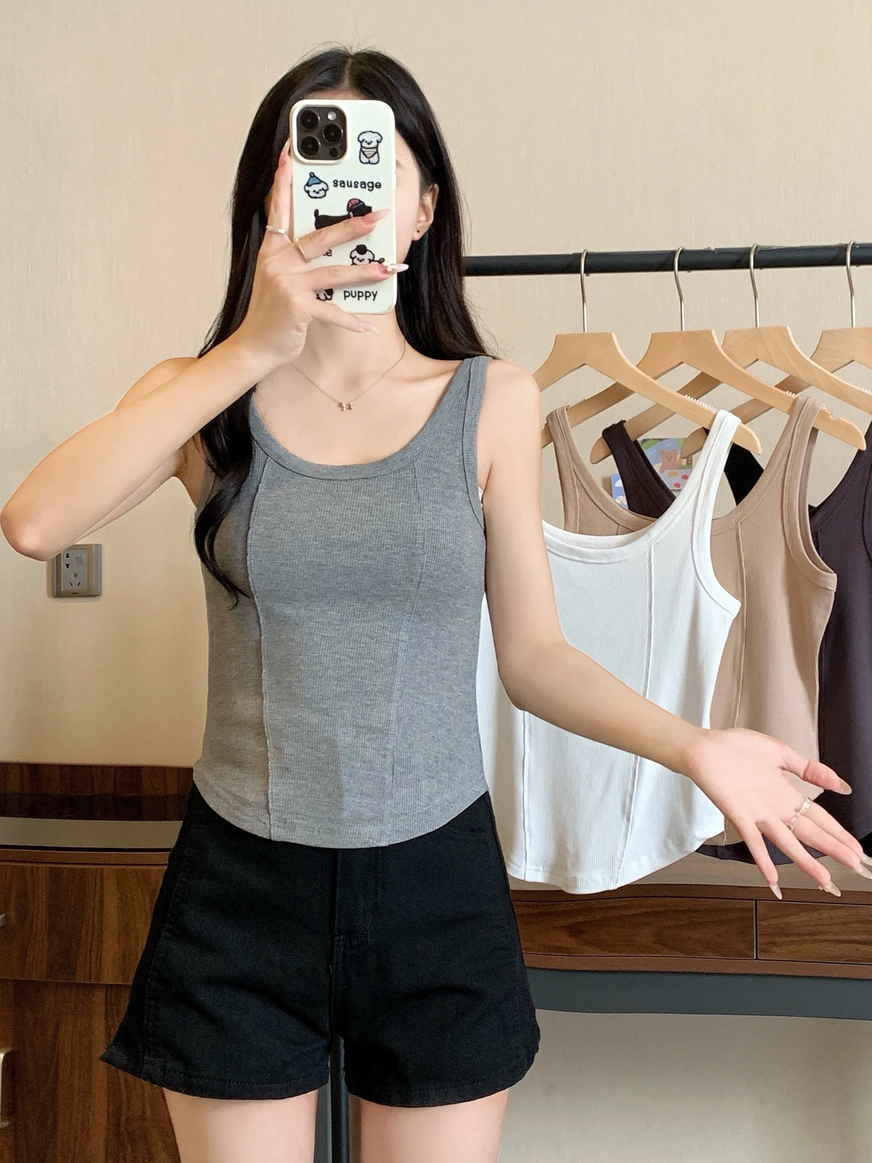 

Женский летний утягивающий топ-майка больших размеров, модный, для повседневной носки, в корейском стиле, с заклепками, хит продаж