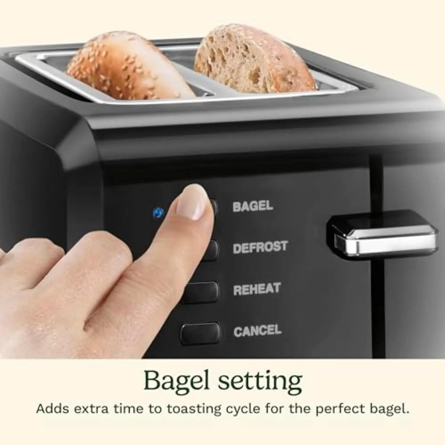 2-Slice Compact Plastic Toaster, Black, Energy-Efficient Mini Breakfast Appliance, Lightweight Design for Home or Office Use