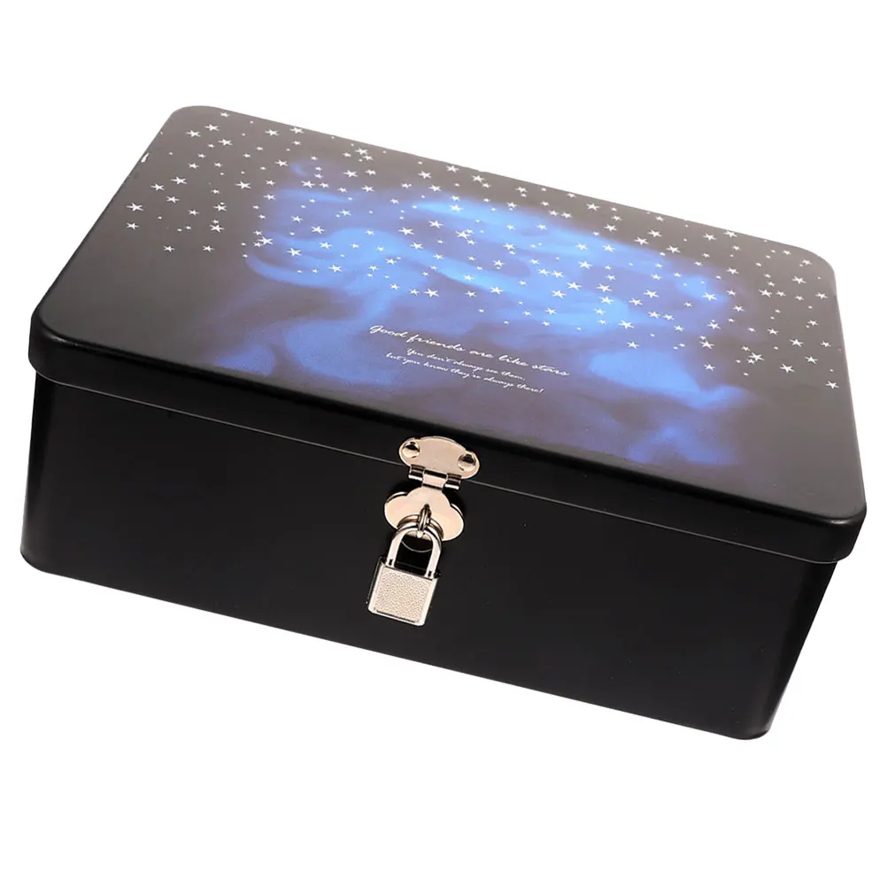 

Lockable Tin Box for Jewelry Storage Durable Metal Container with Lid Safe Compact Design Ideal Gift Home Use Tinplate Material