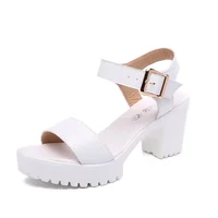 Small Size 32-43 Summer Block High Heels Wedding Shoes Bride Platform Sandals 2026 Women's Thick Bottom Sandals for Office Model - Image 3