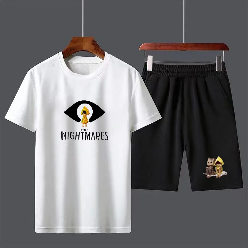 

Little Nightmares 2 Cotton Men's T-shirt Shorts Set Breathable Casual T shirt Running Set Boys Harajuku Male Streetwear Tops