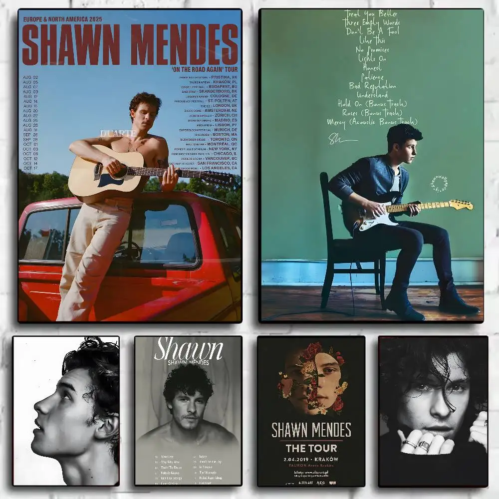S-Shawn Mendes SINGER Poster HD art sticky wall waterproof home living room bedroom bar aesthetic decoration