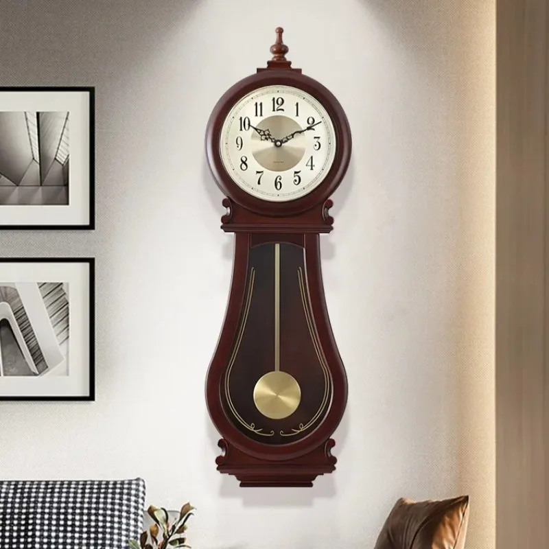 Okoume Wall Clock with Pendulum Creative Time Reporting Living Room Wall Clock  Portable Luxury Watch Modern Home Decor Products