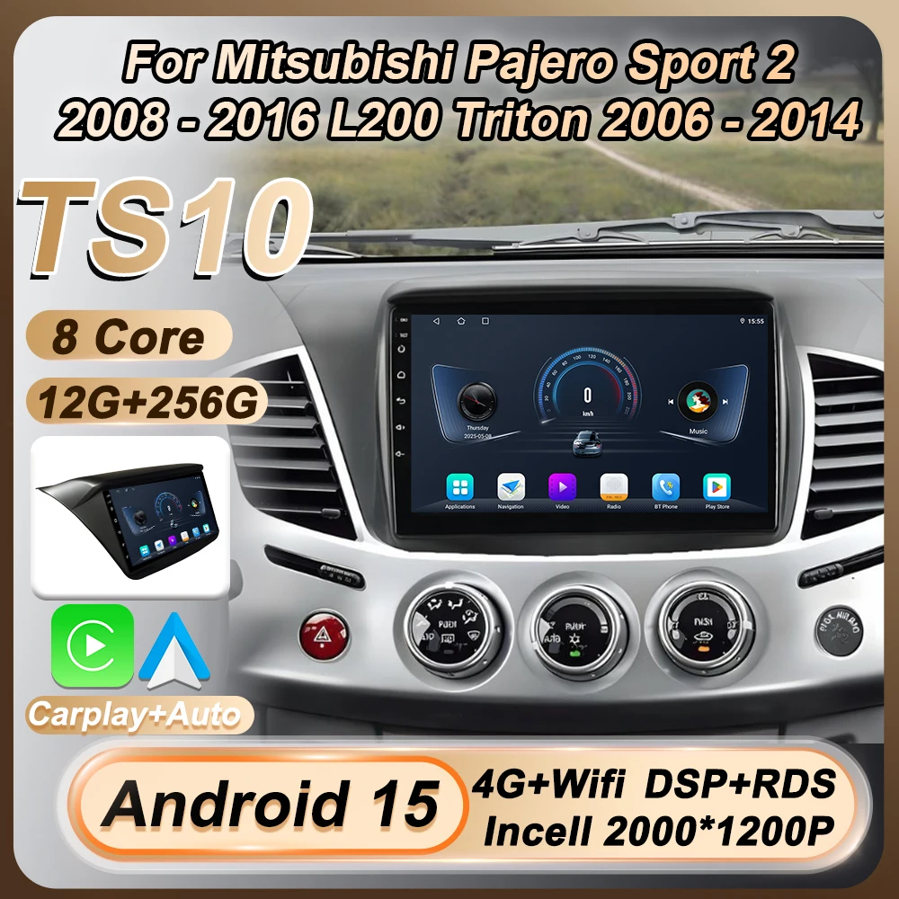 

For Mitsubishi Pajero Sport 2 2008 - 2016 L200 Triton 2006 - 2014 2 Din Car RadioMultimedia Video Player Android 15 Carplay Auto