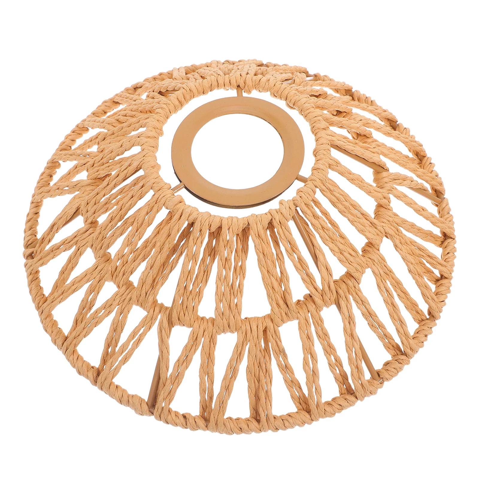 

Iron Lampshade Handwoven Rope Umbrella Shape Rustic Pendant Ceiling Light Standard Socket for Living Dining Bedroom Decorative