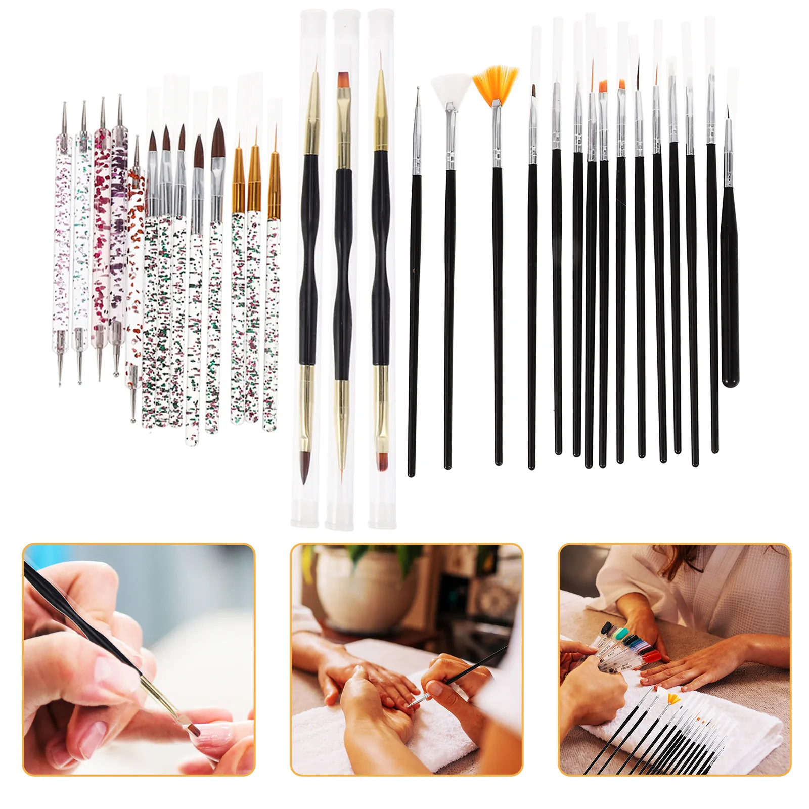 

1Set Elegant Nail Art Painting Brushes Set Comfortable Grip Creative Design Portable Dotting Tools for Beginners Advanced Users
