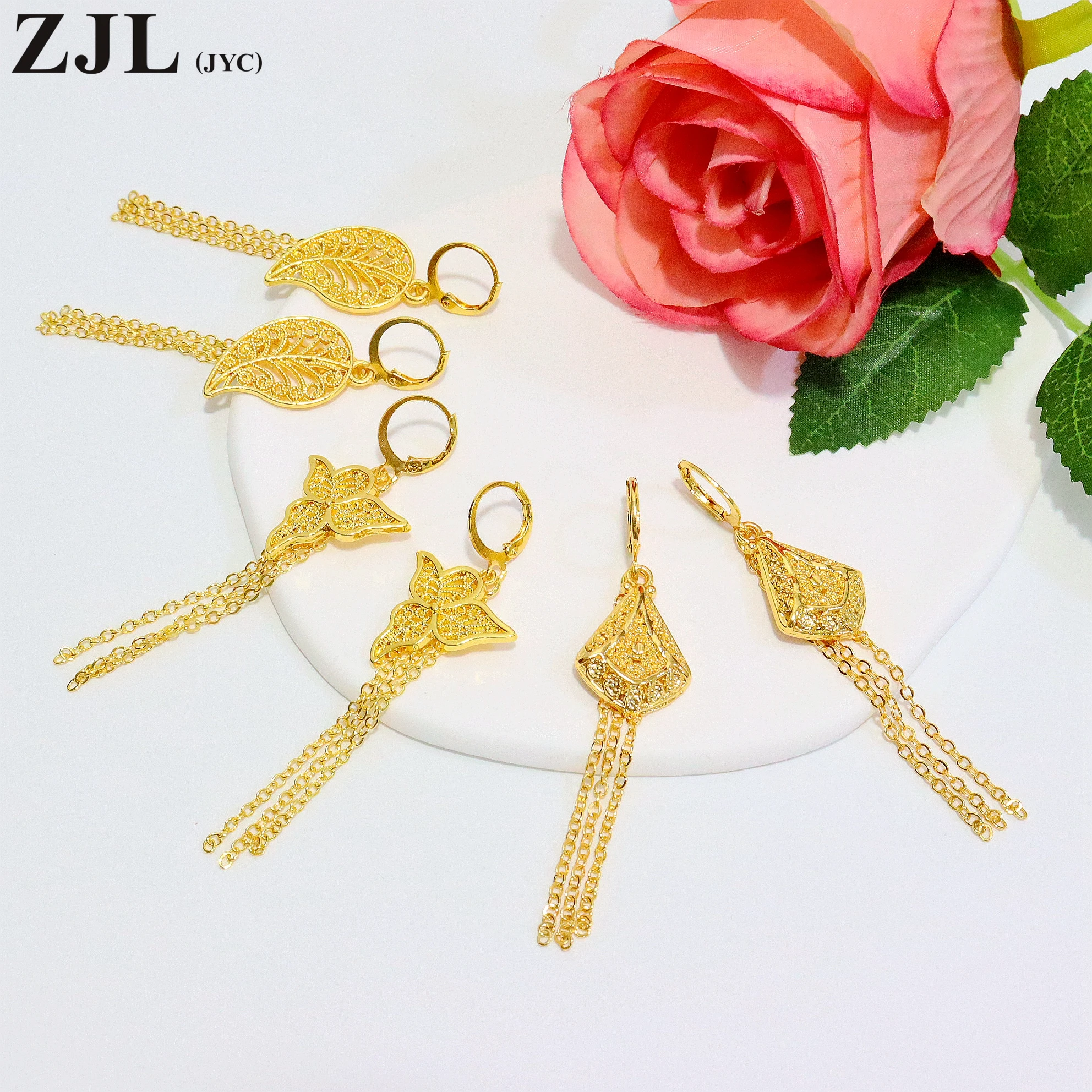 24K Gold Plated Dubai-Inspired Tassel Earrings for Women