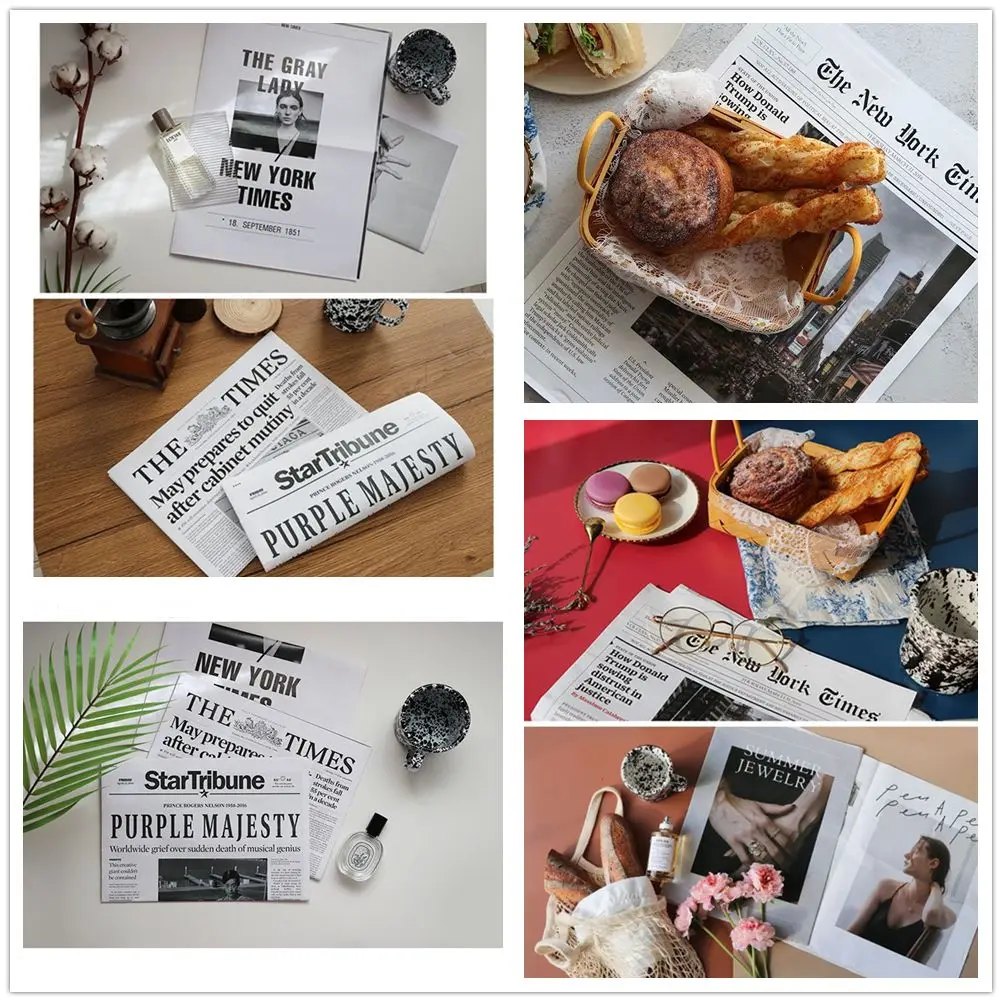 Photo Magazines Multifunctional Photography Props Photo Props English Old Newspaper Wrapping Paper Gift wrapping paper