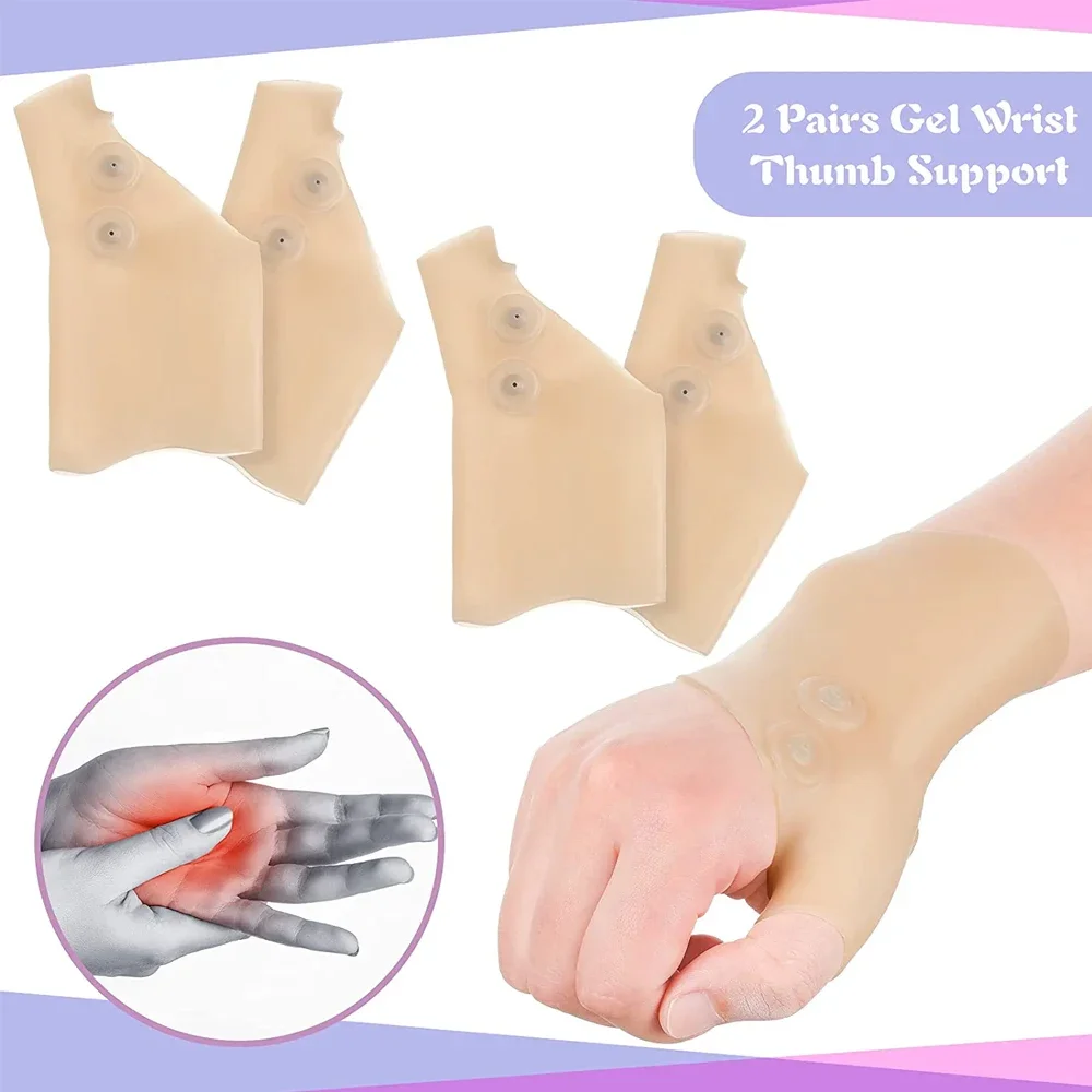 4Pieces Gel Wrist Thumb Braces Wrist Hand Thumb Gloves Waterproof Wrist Sleeve Hard Thumb Arthritis Brace for Typing Pain Relief