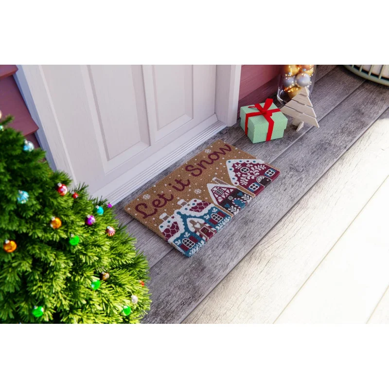 Christmas natural Job's tears door mat, fun and colorful holiday non slip floor mat 40X60cm