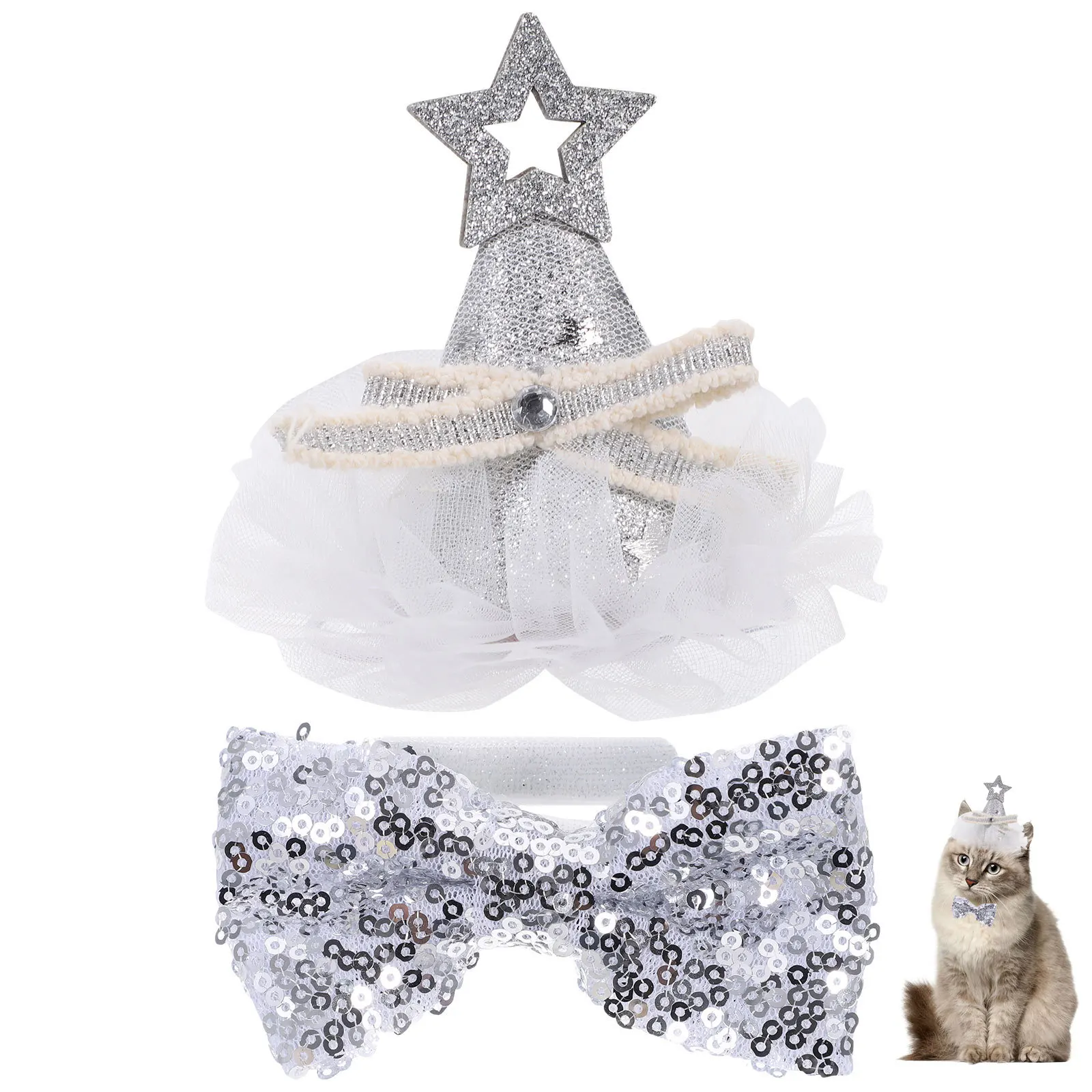 

1Set Birthday Dog Cat Bowtie Headdress Party Grooming Bows Puppy Collar Pet Hair Decorations Festival Bows for Dogs