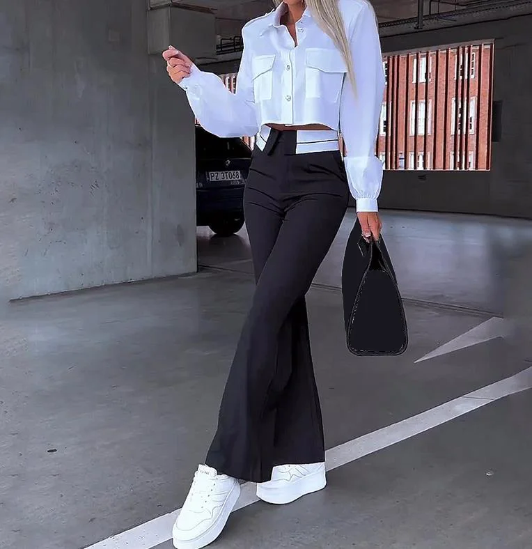 Autumn Ultra Short Suspender Top and Printed Layered Long Skirt Two-Piece Set, New Hot Selling 2023 Fashion Women's Clothing