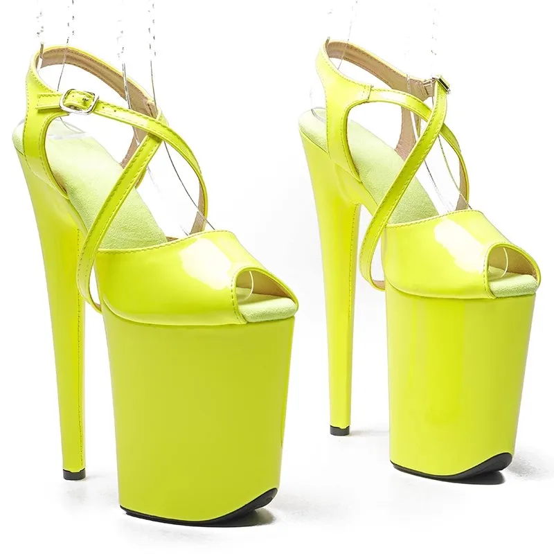 

LAIJIANJINXIA New 23CM/9inches PU Upper Sexy Exotic High Heel Platform Party Sandals Pole Dance Shoes 061