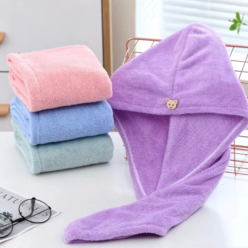 Women Long Hair Quick-Dry Hair Cap, Soft Microfiber Shower Dry Hair Cap, Lady Turban Bath Hat for Drying Long Hair