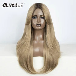 Edle Spitze Front Perücke lange gerade Teil Perücke blonde Perücken für Frauen mit Pony Ombre blonde Cosplay Perücke synthetische Spitze Perücke