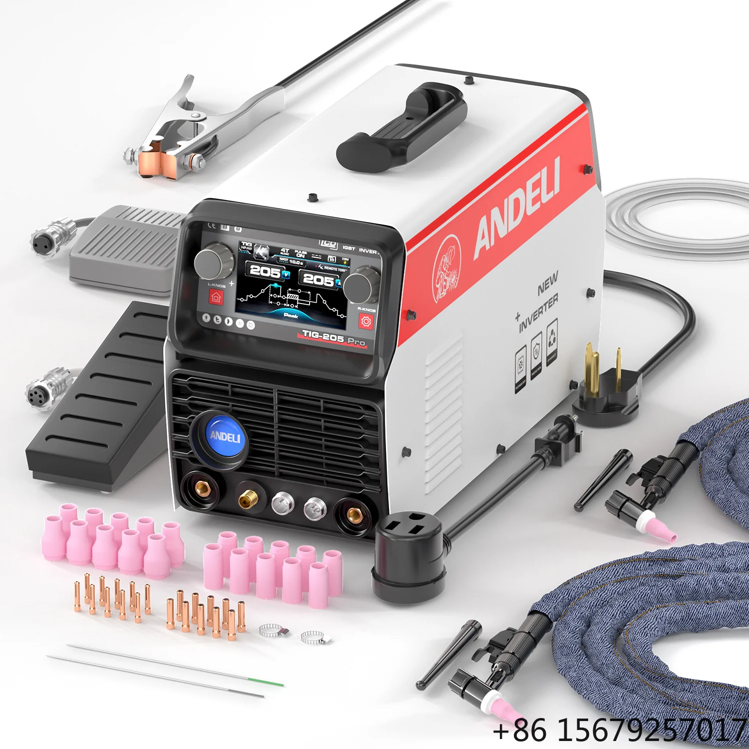 ANDELI   Free Shipping to EU Countries  LCD  220V 200AMP Aluminum Welding Machine  AC DC COLD  TIG