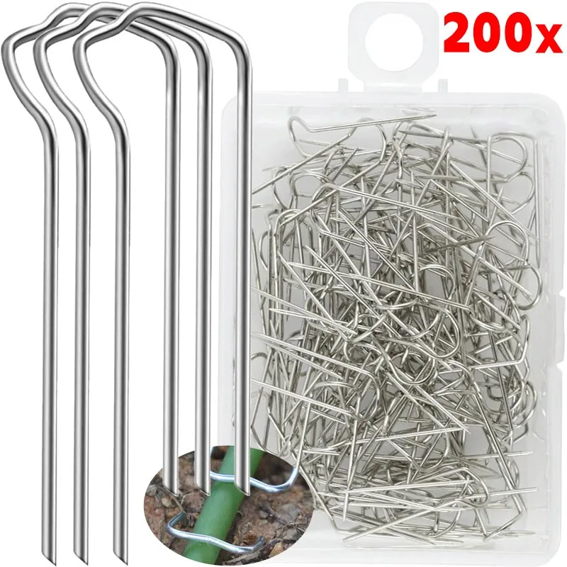20/200pcs M-shaped Wreath Pins for Climbing Plants DIY Floral Bouquet Craft Pins Galvanized Rust-Proof Garden Supplies