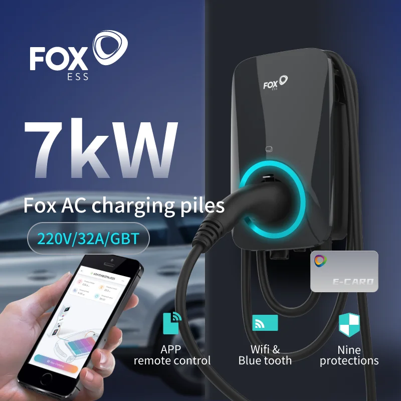 FOXESS 7KW EV Charging Stations  EVSE Wall Charger GBT Electric Car Charger And APP Control Electric Vehicle Chargers 32A