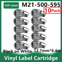 10pcs BM21-500-595 Black on White Vinyl 12.7mm Compatible BRADY BMP21 PLUS Handheld Label Printer Vinyl