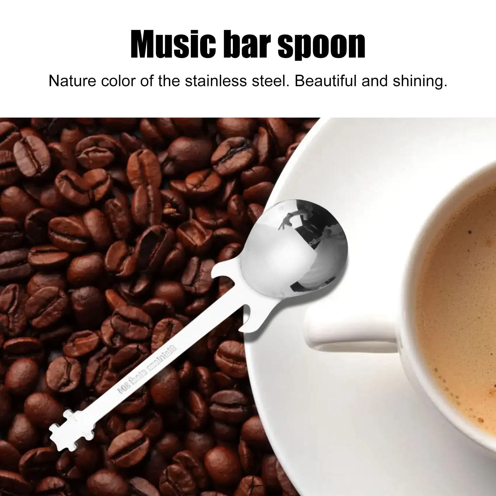 3PCS Stainless Steel Guitar Coffee Teaspoons Creative Cute and Easy To Clean Musical Coffee Sugar Spoon Milk Tea Shop Use Spoons view 3