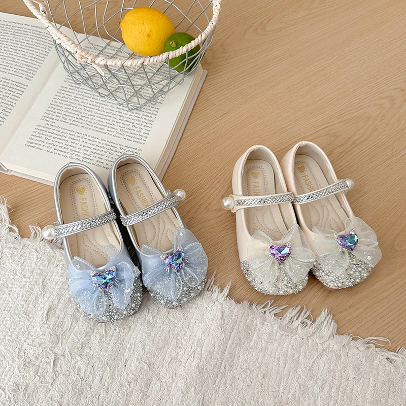 Girls Ribbon Bow Leather Shoes 2026 New Autumn Toddler Mary Jane Flats Non-slip Trendy Elegant Girls School Performance Footwear