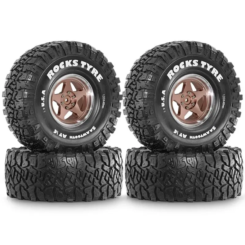 

B24C-Crawler Tire Set 4Pcs 1.9 Metal Beadlock Wheel Rims For 1/10 For RC Crawler Car Axial SCX10 II III Pro Capra TRX4 D90 MST C